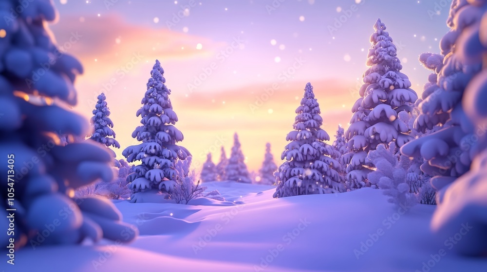 Whimsical 3D Winter Landscape for Christmas Backdrop Whimsical 3D Winter Landscape for Christmas Backdrop