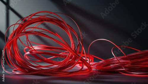 Fiber optic cables that light red photo