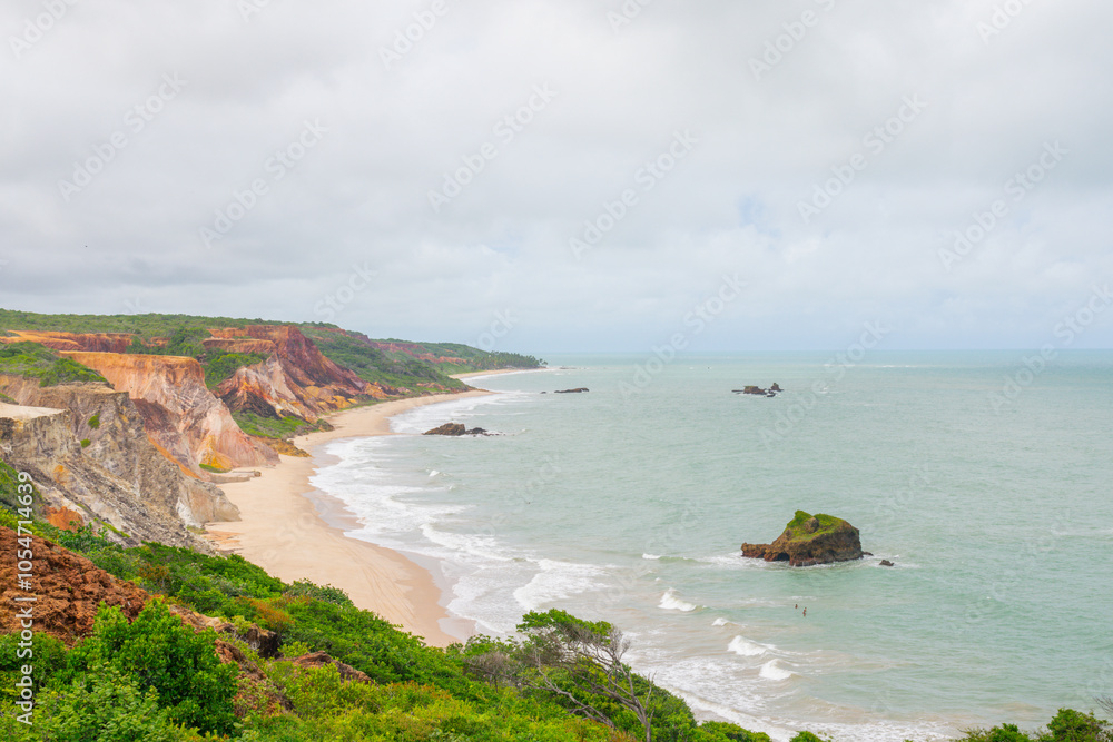 Fototapeta premium Top view of Tambaba beach in João Pessoa, Paraíba
