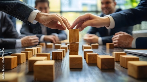 Businessman holds a wooden block in his hands. The concept of personnel selection and management within the team. Dismissal and hiring people to work. Human Resource Management. Leader selection. 