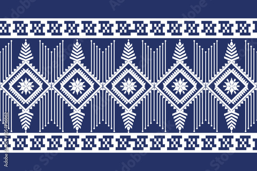 Seamless geometric embroidery pattern. Ethnic pattern. Dark blue background illustration, wallpaper border, vector, scarf, fabric pattern.set of seamless patterns