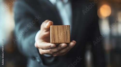 Businessman holds a wooden block in his hands. The concept of personnel selection and management within the team. Dismissal and hiring people to work. Human Resource Management. Leader selection. 