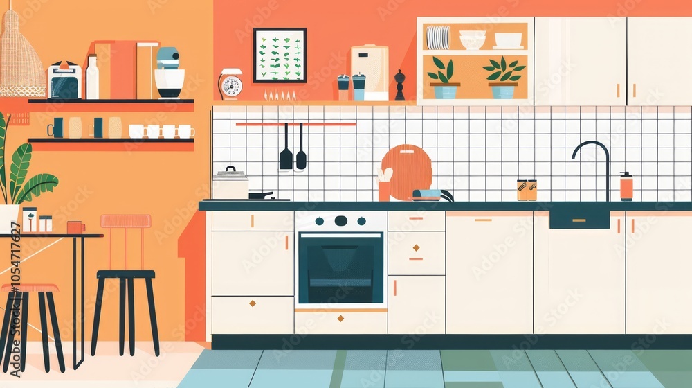 Minimalistic Kitchen Design in Front View Minimalistic Kitchen Design in Front View