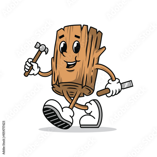 Cute wood mascot vector