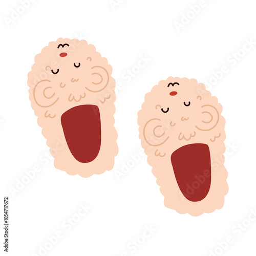 cute house slippers. slippers. vector cartoon illustration of bear slippers. fluffy slippers