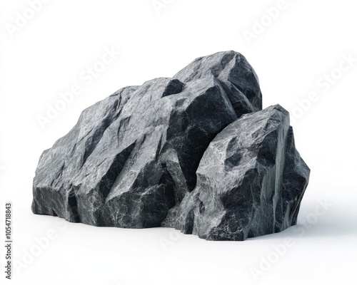Large grey rock isolated on white background.