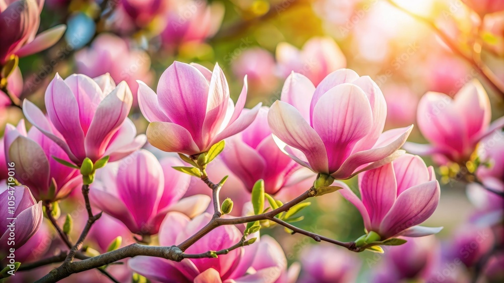 Close-up of beautiful pink magnolia flowers in bloom, magnolia, flowers, pink, bloom, close-up, petals, nature, garden Close-up of beautiful pink magnolia flowers in bloom, magnolia, flowers, pink, bloom, close-up, petals, nature, garden