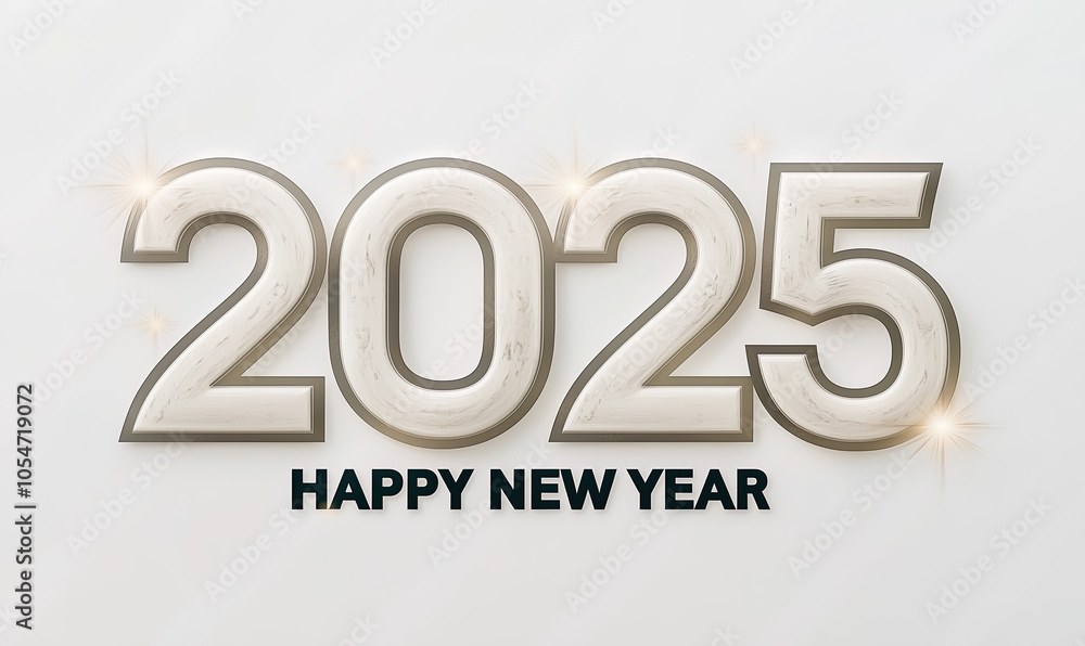 Silver and shiny 2025 isolated on a white background for New Year and New Years eve Silver and shiny 2025 isolated on a white background for New Year and New Years eve