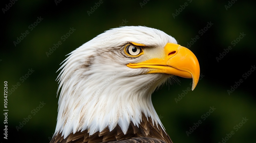 A close-up portrait of a bald eagle with a sharp gaze and a powerful beak. A close-up portrait of a bald eagle with a sharp gaze and a powerful beak.