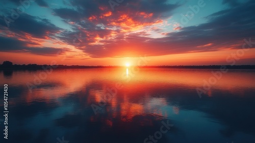 Sunset Reflection over Calm Waters