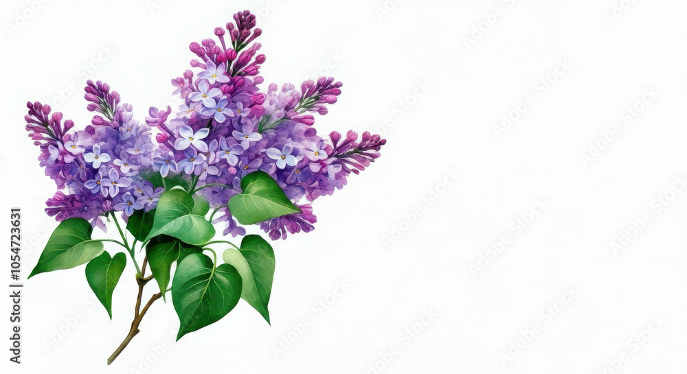 Watercolor lilac flowers branch Illustration. Painted purple spring botanical art Isolated background. Floral clipart Watercolor lilac flowers branch Illustration. Painted purple spring botanical art Isolated background. Floral clipart