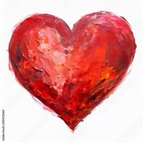 red heart watercolor isolated on white