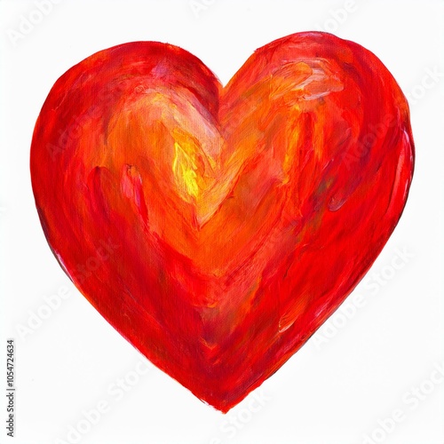 red heart watercolor isolated on white