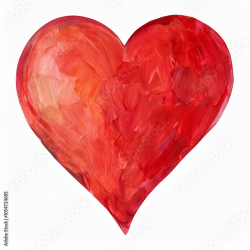 red heart watercolor isolated on white