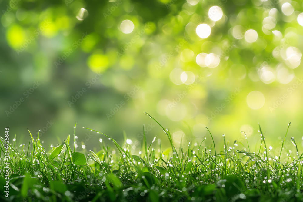 Morning Light on Dewy Green Grass: A Nature's Carpet of Bokeh and Freshness Morning Light on Dewy Green Grass: A Nature's Carpet of Bokeh and Freshness