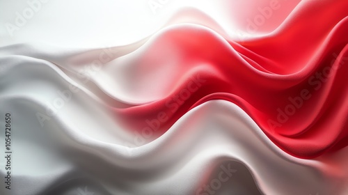 Abstract red and white wavy fabric background.