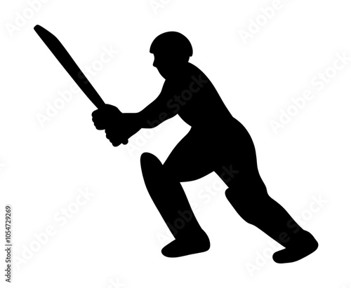 Cricket players Silhouettes Vector Character shadows batsman hitting different shot in various tournament and leagues Bats, gloves, stump, cricket ball, guard World cup, T20 Scoring Fifty or Century.
