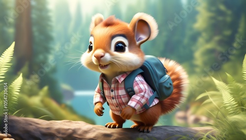 Whimsical forest filled with adorable animals in a charming cartoon style created by generative AI