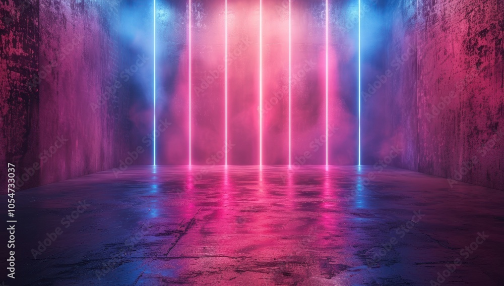 Obraz premium Neon Lights in Empty Room