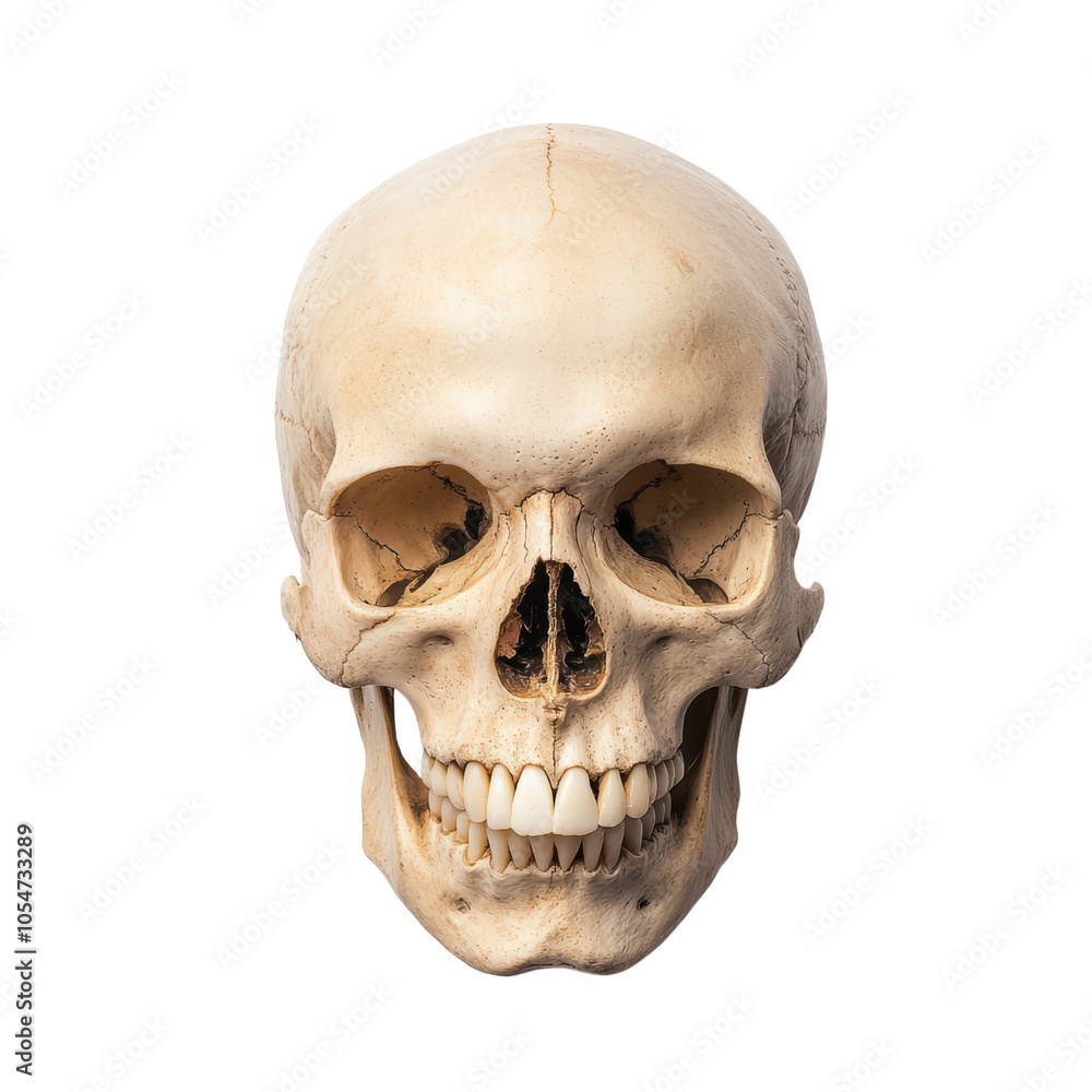 Fototapeta premium Human skull anatomical model on black background