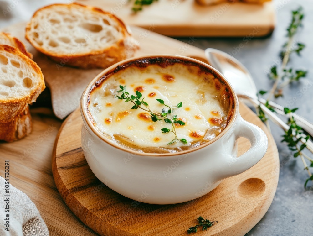 Delicious French Onion Soup with Bread Slices Delicious French Onion Soup with Bread Slices