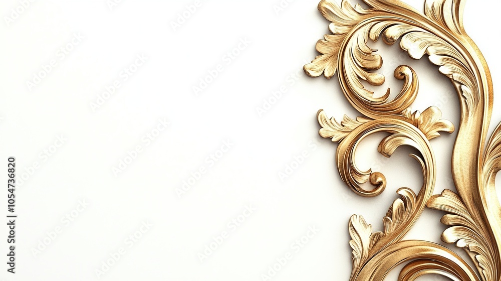 Golden decorative element, cut out isolated on white a background Golden decorative element, cut out isolated on white a background