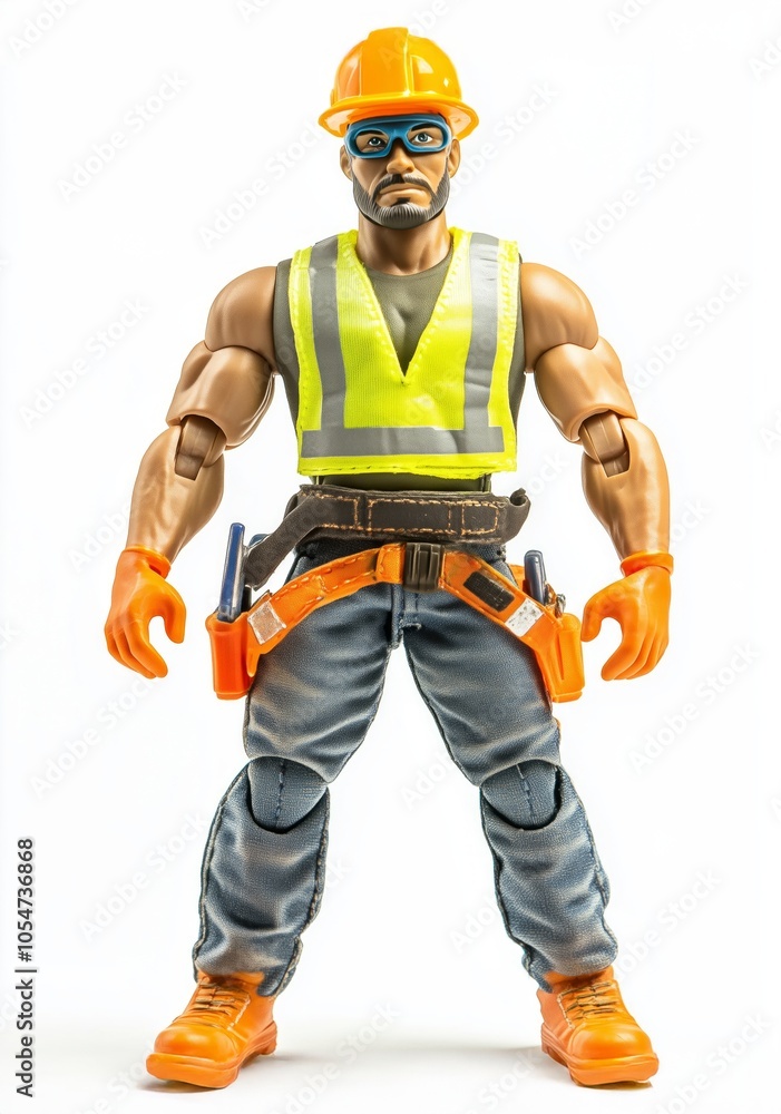 Action figure of a contruction worker, wearing safety suit and helmet Action figure of a contruction worker, wearing safety suit and helmet