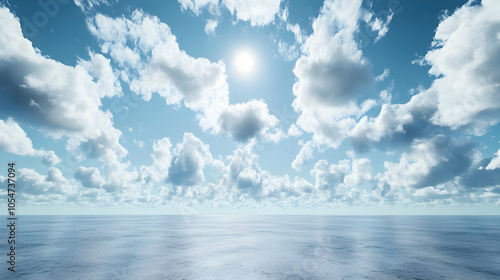 Cloudy Sky Over The Ocean - 3D Illustration