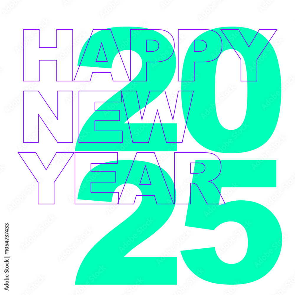 Happy New year 2025 vector illustration eps green blue Happy New year 2025 vector illustration eps green blue