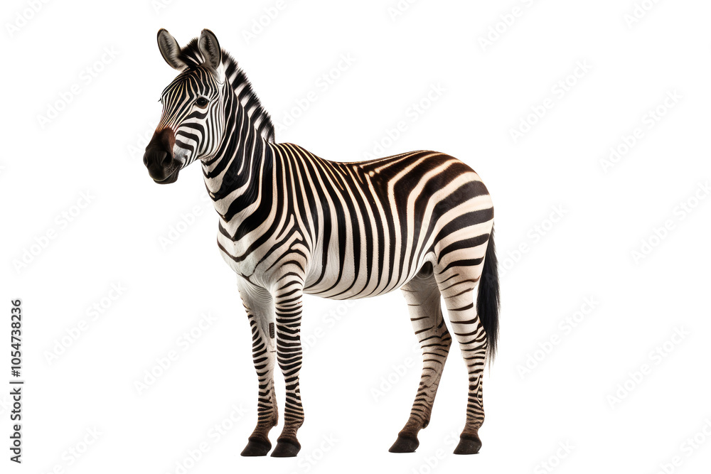 Fototapeta premium zebra standing on transparent background