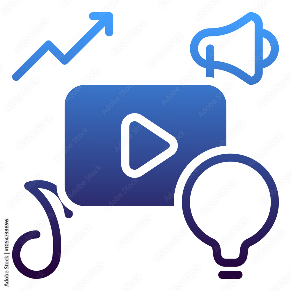 Video Marketing icon, gradient icon style Video Marketing icon, gradient icon style