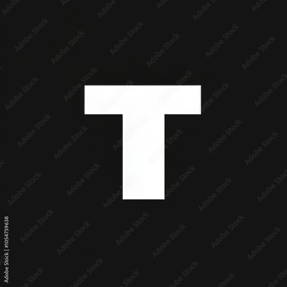 A minimalist design featuring a large white letter 'T' on a black background. A minimalist design featuring a large white letter 'T' on a black background.