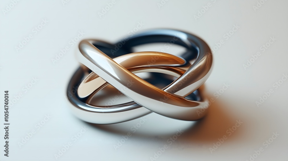 3D render of interlocking rings in a minimalist design 3D render of interlocking rings in a minimalist design