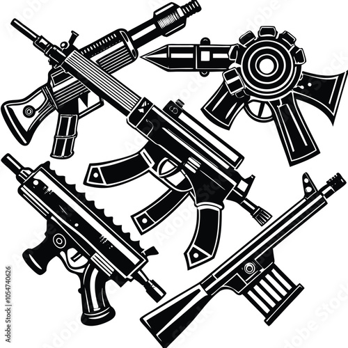 Weapons vector silhouette icon with Transparent Background Clipart.