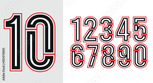 Line type Jersey number design typography