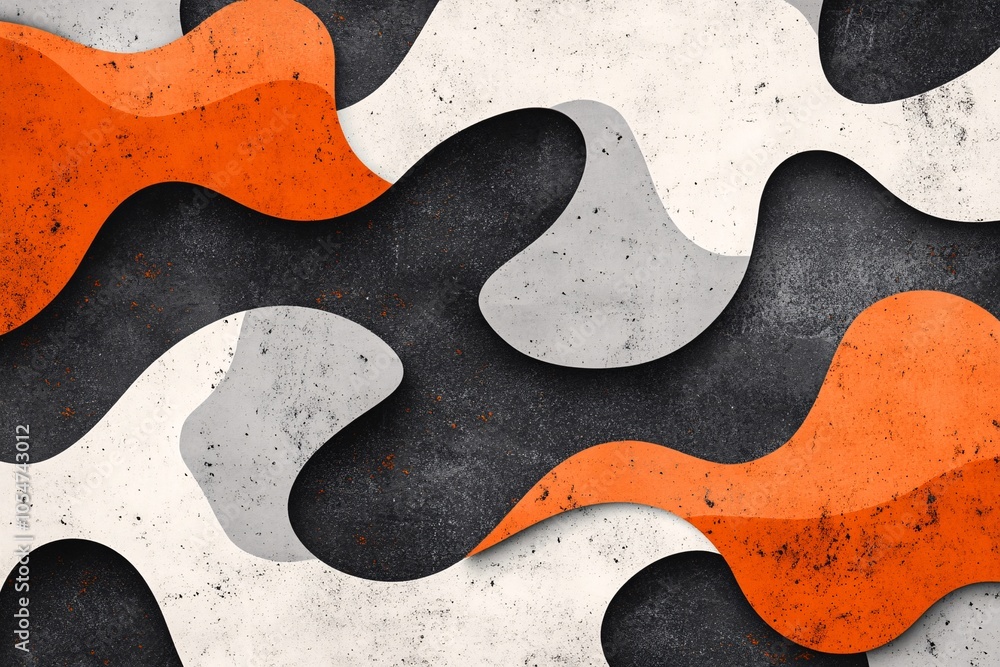 Abstract Geometric Shapes in Orange and Grey: A Modern Art Print Abstract Geometric Shapes in Orange and Grey: A Modern Art Print