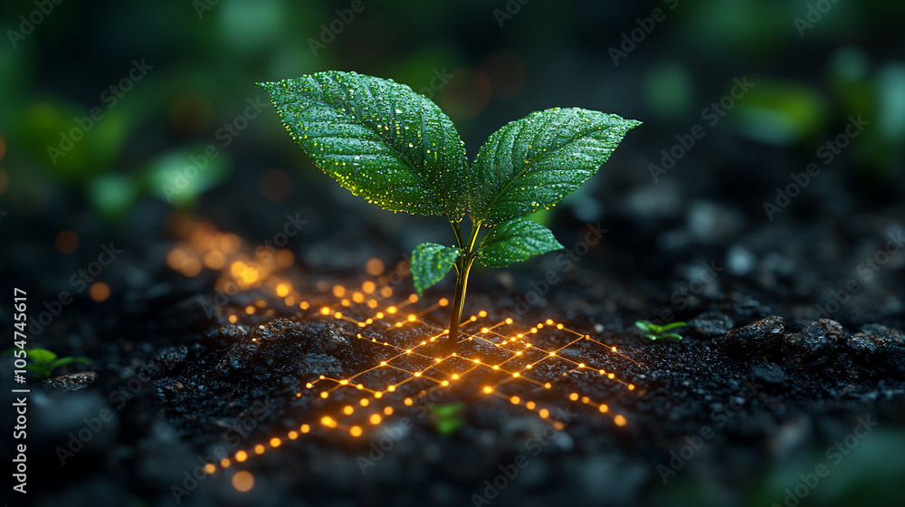growing tree symbolizes strength and resilience, intertwined with complex data and electrical signals, representing the fusion of nature and technology, highlighting growth, connection, and innovation growing tree symbolizes strength and resilience, intertwined with complex data and electrical signals, representing the fusion of nature and technology, highlighting growth, connection, and innovation