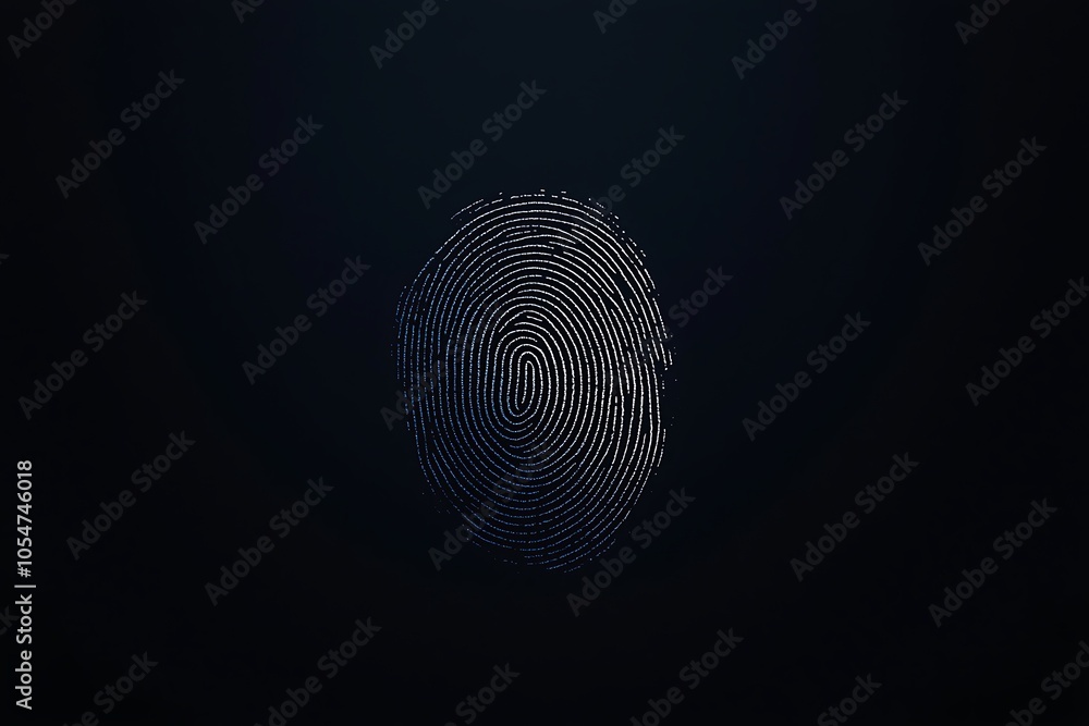 Cybersecurity themes depicted through a partial fingerprint on a minimalist background. Cybersecurity themes depicted through a partial fingerprint on a minimalist background.