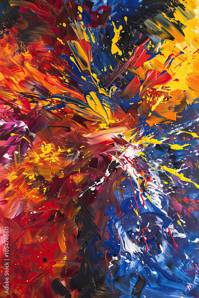 Dynamic Abstract Explosion with Swirling Pigments in Electric Blue, Crimson, and Yellow Dynamic Abstract Explosion with Swirling Pigments in Electric Blue, Crimson, and Yellow