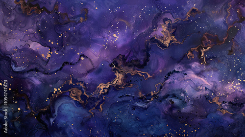 Obraz na płótnie Mystical Abstract Cosmos with Swirling Nebulas and Faint Golden Starlight w salonie