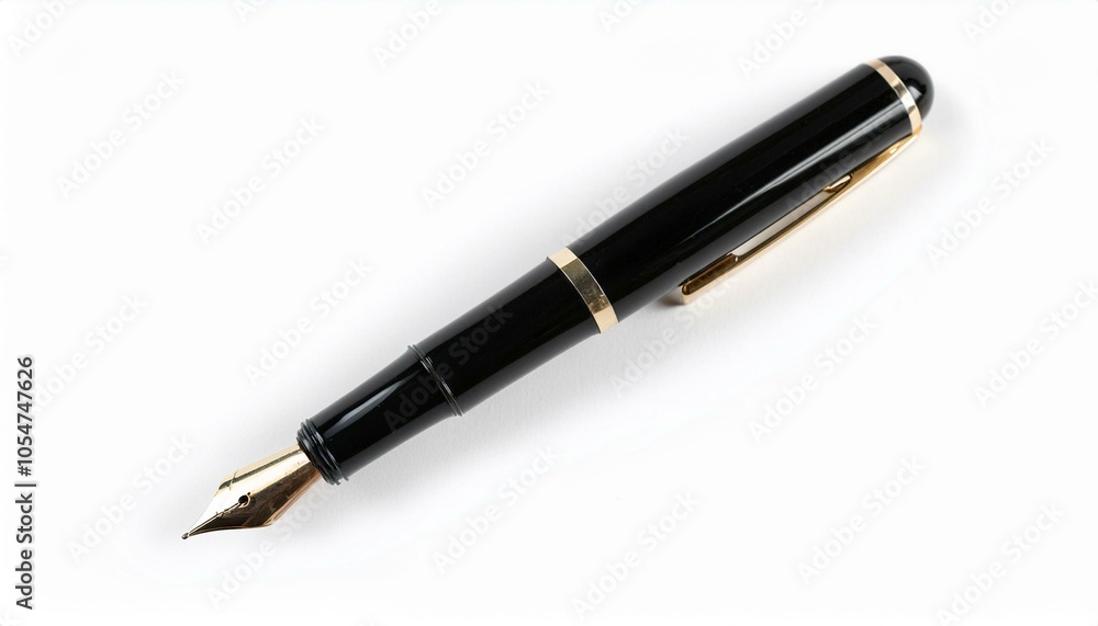 Black fountain pen on white Black fountain pen on white