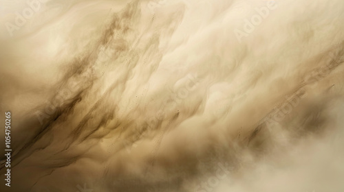 Close-Up Abstract of Swirling Sandstorm with Tactile Layers of Beige and Umber Dust