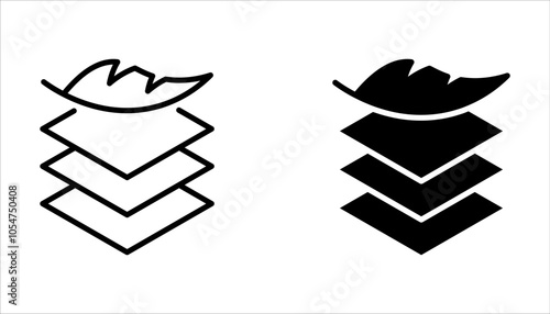 Fabric with feather filler icon set. high comfort structure, less weight, light or soft provides comfort skin on white background
