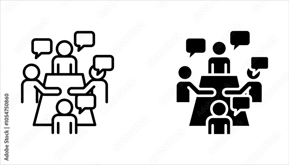 Discussion web line icons set. dialogue, chat, communication on white background Discussion web line icons set. dialogue, chat, communication on white background