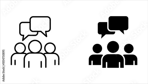 Discussion web line icons set. dialogue, chat, communication on white background