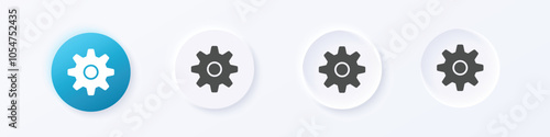 Gear and setting icon. Neumorphism round style button design vector