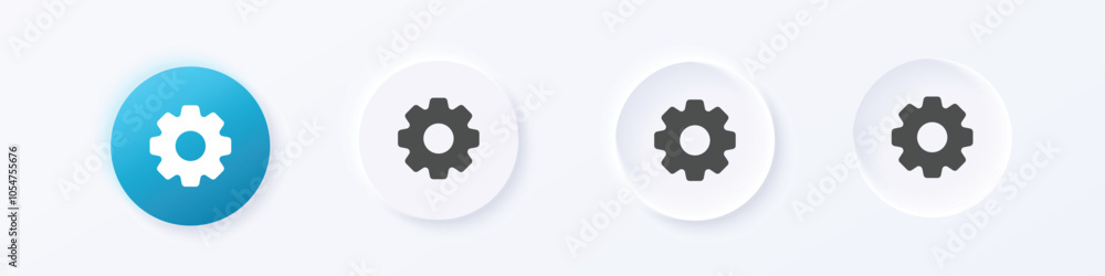 Gear and setting icon. Neumorphism round style button design vector Gear and setting icon. Neumorphism round style button design vector