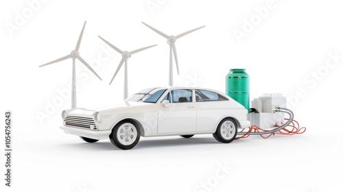 Electric Car Powered by Wind Turbines and Batteries