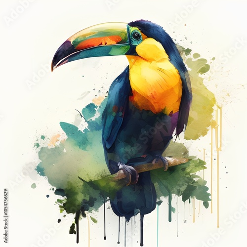 Toucan. Watercolor painting on a white background. Vector illustration. photo