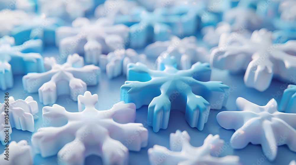 Obraz premium Snowflakes winter isometric Cartoon 3D